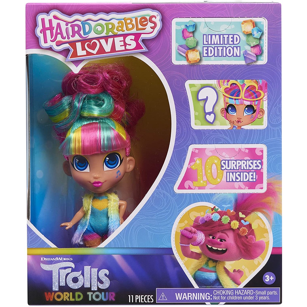 Đồ chơi búp bê Hairdorables Loves Trolls World Tour sản xuất bởi Just Play
