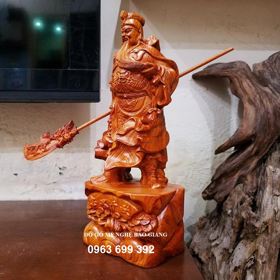 Tượng quan công quan vân trường gỗ hương cao 30 cm