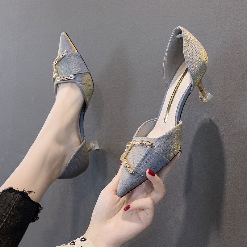 Giày cao gót mũi nhọn thời trang mùa thu mới cho nữ 2021