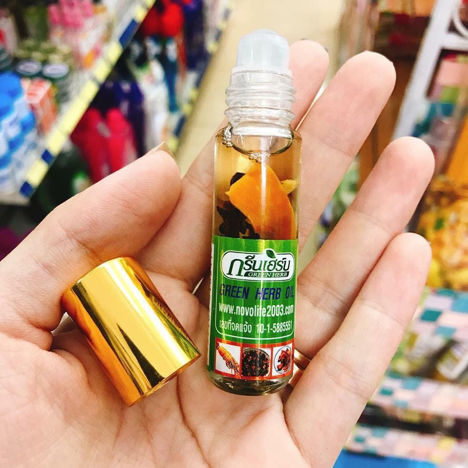 Bộ 12 chai Dầu gió thảo dược nhân sâm Green Herb oil Thailand 8ml