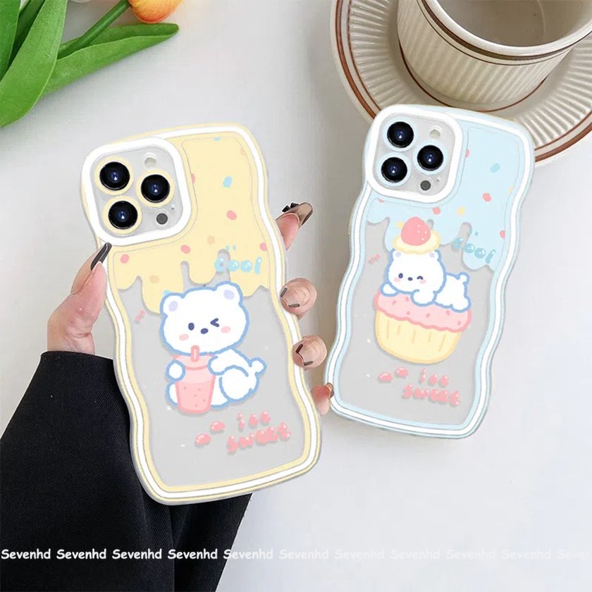Ốp Điện Thoại Mềm Hình Gấu Uống Trà Sữa Phô Mai Cho iPhone 14 13 12 11 Pro Max Xs Max Xr X 7 8 6 6s Plus