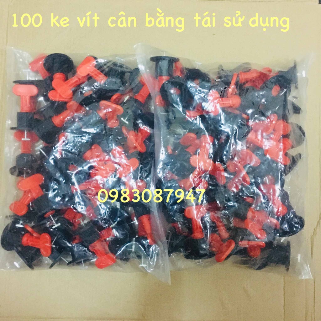 Bộ 100 ke vít cân bằng ốp lát gạch dùng nhiều lần ke vặn xoáy chữ T