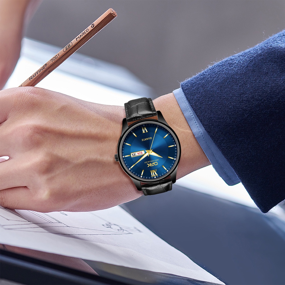 OPK 8132 Đồng hồ nam chính hãng đeo tay dây da hiệu ứng dạ quang chống thấm nước dành cho