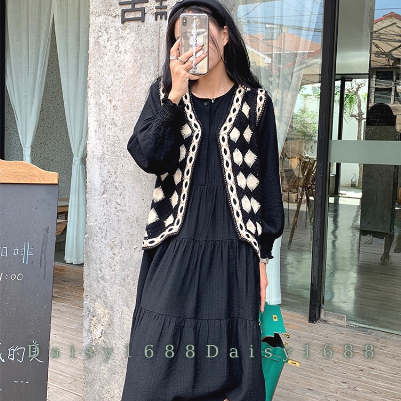 Áo Khoác Gile Len Sọc Kẻ Ô Dáng Dài, Chất Len Dệt Kim Cá Tính Unisex Nam Nữ