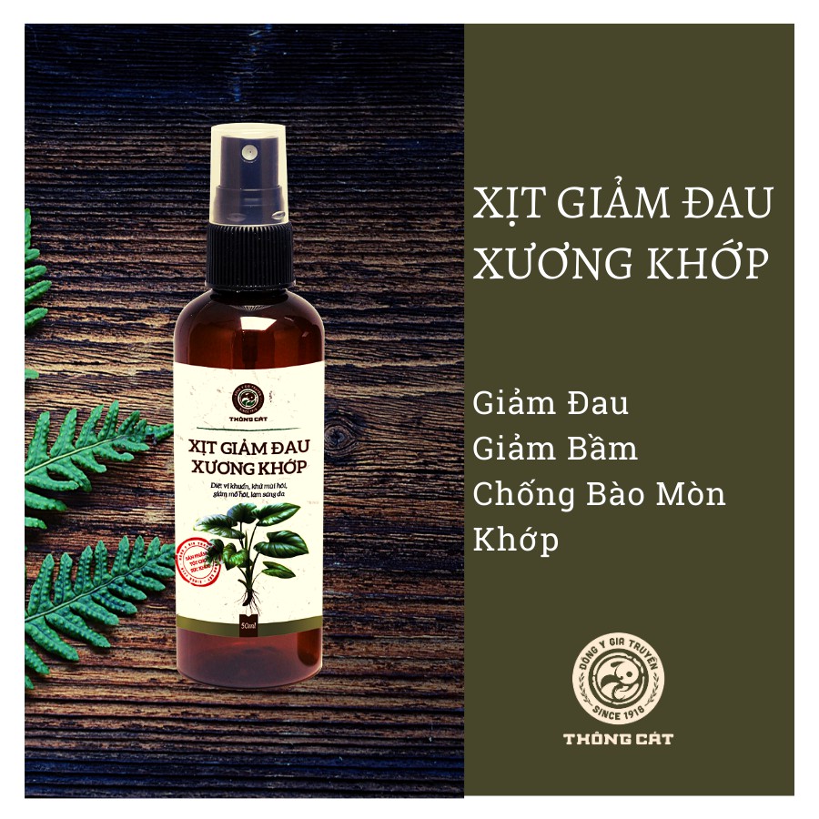 Xịt giảm đau xương khớp Đông y gia truyền Thông Cát_ dùng cho người từ 12 tuổi_cắt đứt cơn đau mỏi cơ, đau khớp