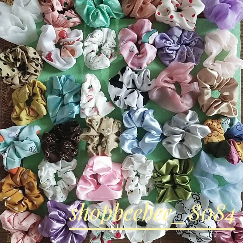 Dây buộc tóc vải, cột tóc scrunchies nhiều mẫu dễ thương loại to