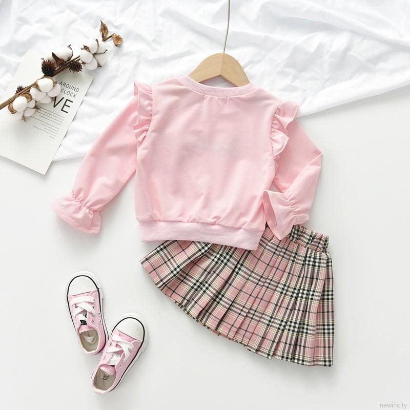 Set áo tay loe + chân váy xòe dễ thương cho bé gái