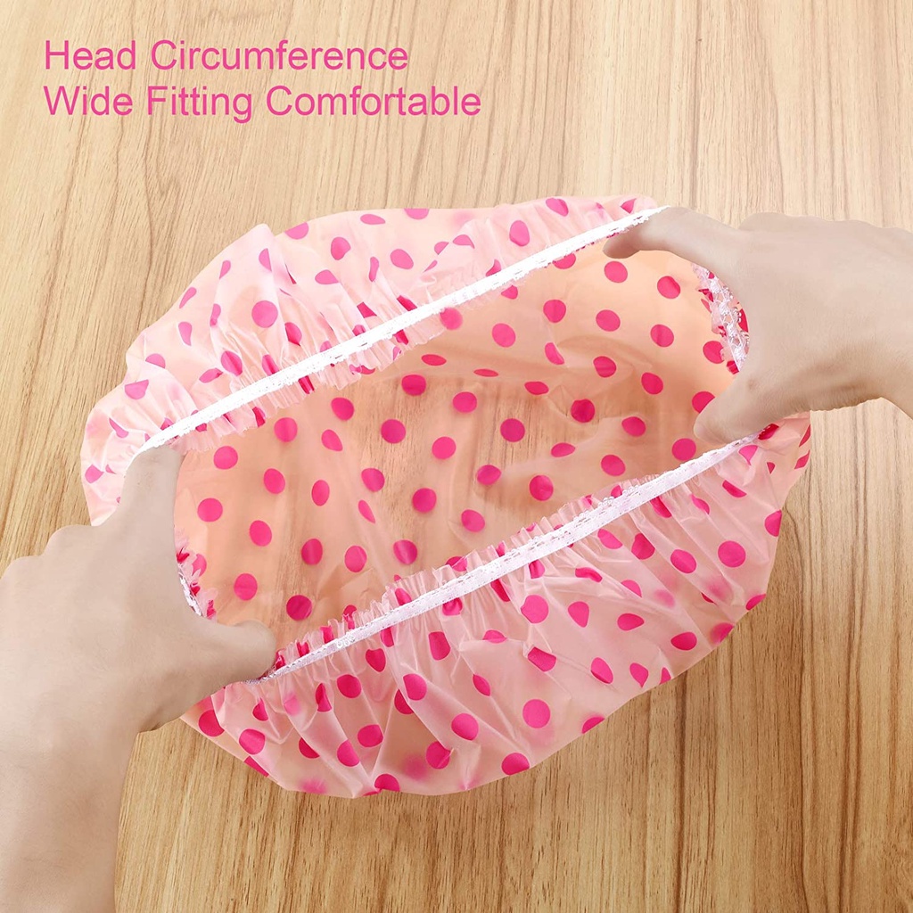 Mũ Trùm Đầu Chống Thấm Nước Họa Tiết Chấm Bi Chất Lượng Cao Cho Nữ