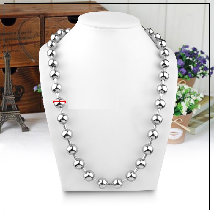 Dây bi inox titan to cao cấp nhiều cỡ dài 60cm D01 không đen không rỉ tự cắt ngắn tùy ý tại nhà