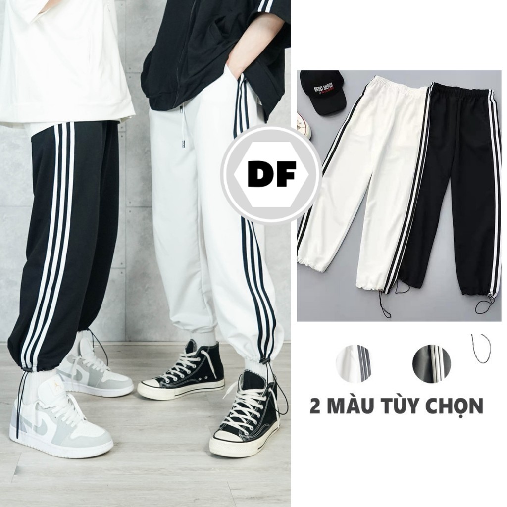 Quần Jogger Nam Nữ 3 Sọc Form Ống Rộng Để Xuông Hoặc Rút Dây Bo Gấu Vải Mịn Quần Joker Quần Joger Unisex | DF.Unisex