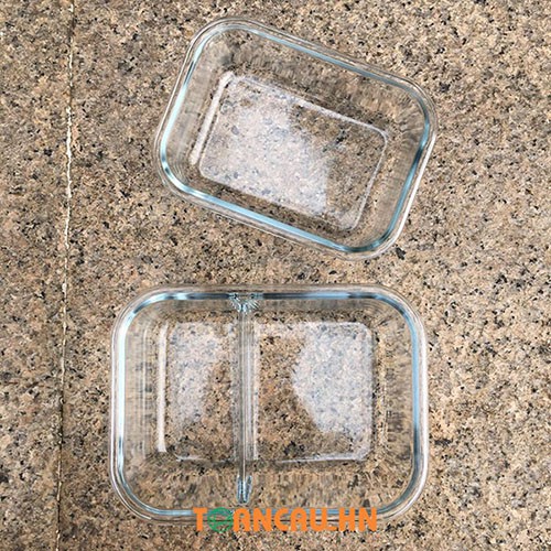 Hộp cơm văn phòng thủy tinh chia ngăn chống tràn Túi giữ nhiệt + Bộ thìa - Hộp đựng thực phẩm(Nắp bằng) | BigBuy360 - bigbuy360.vn