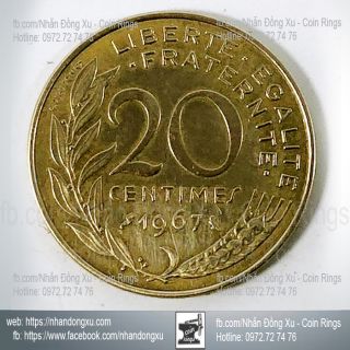 NHẪN ĐỒNG XU 20 CENTIMES LIBERTY FRANCESCA