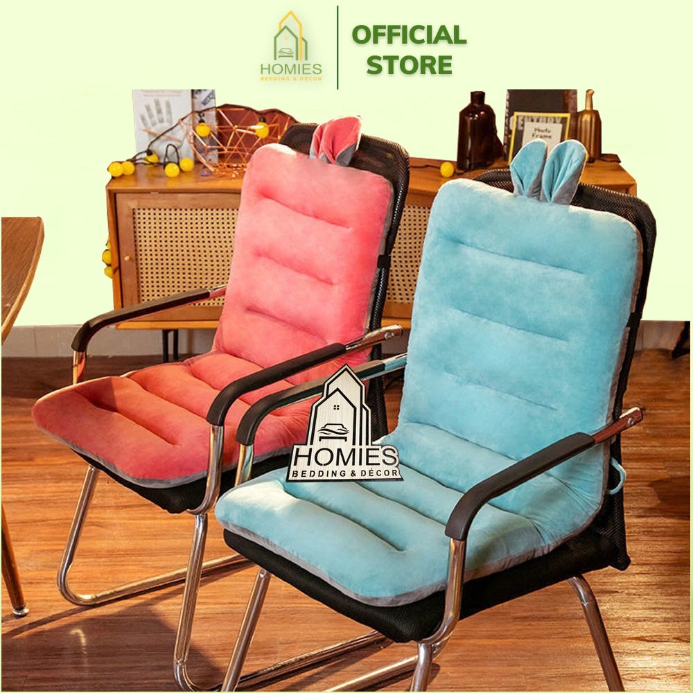 Đệm Lót Ghế Tai Thỏ HOMIES Tựa Lưng Ghế Văn Phòng Chống Trượt Tiện Dụng Vải Nhung Mềm Mại Êm Ái