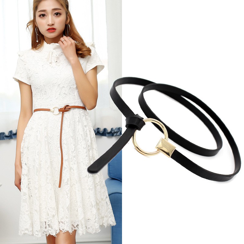 Thắt lưng da bản nhỏ khóa tròn sang trọng thanh lịch TTL147