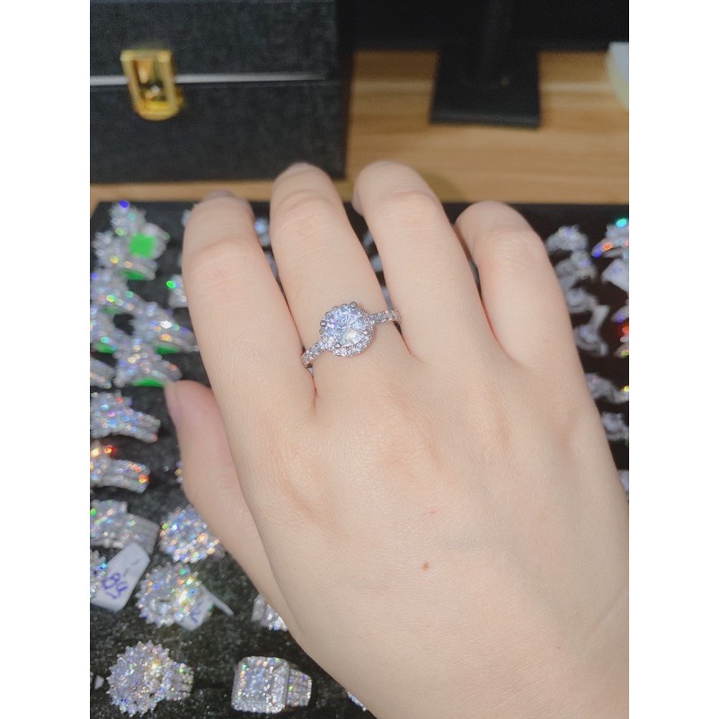 Nhẫn đá nữ ♥️ Nhẫn ổ tròn mảnh dễ đeo sáng bền ảnh thật