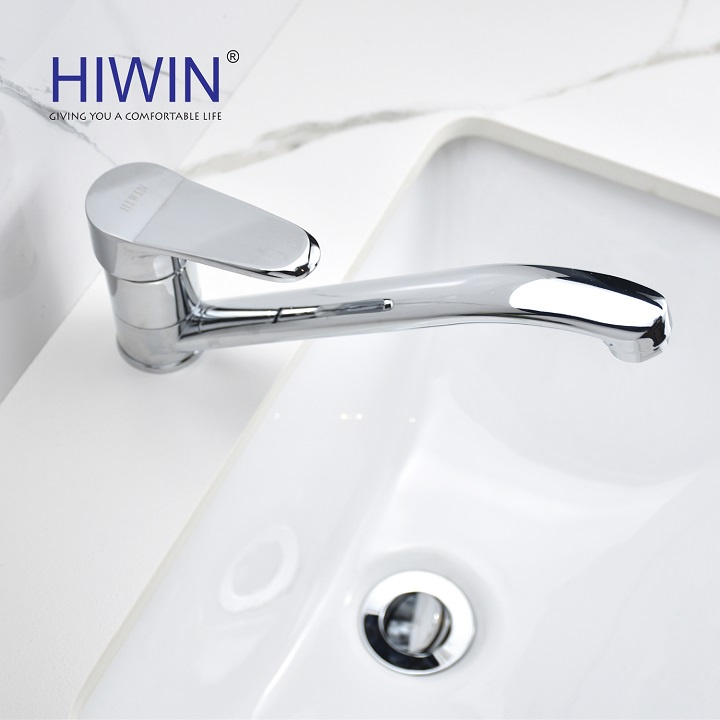 Vòi lavabo, vòi rửa mặt nóng lạnh chất liệu đồng mạ cao cấp mặt gương HIWIN KF-213