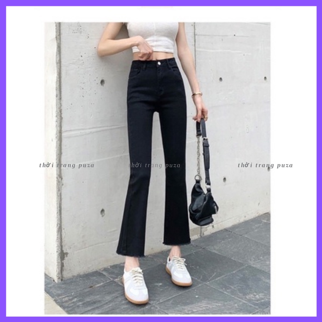 Quần bò nữ ống loe.quần jean lưng cao ống loe dễ phối đồ.