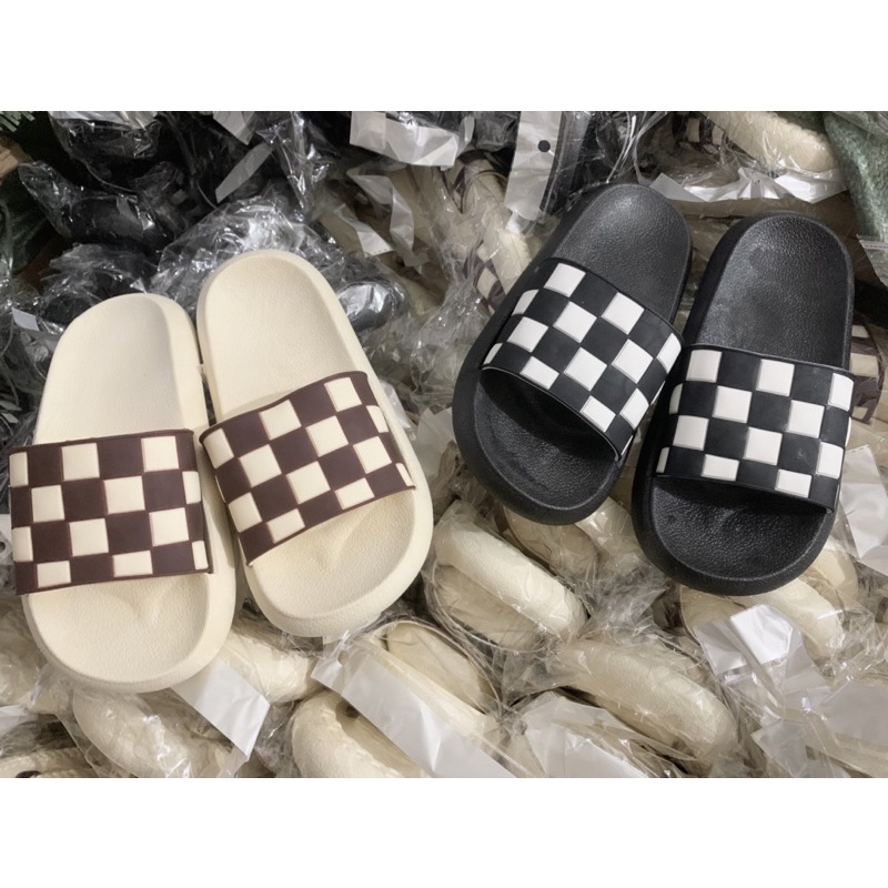 Dép bánh mì KẺ Ô VUÔNG KÈM CLIP THẬT