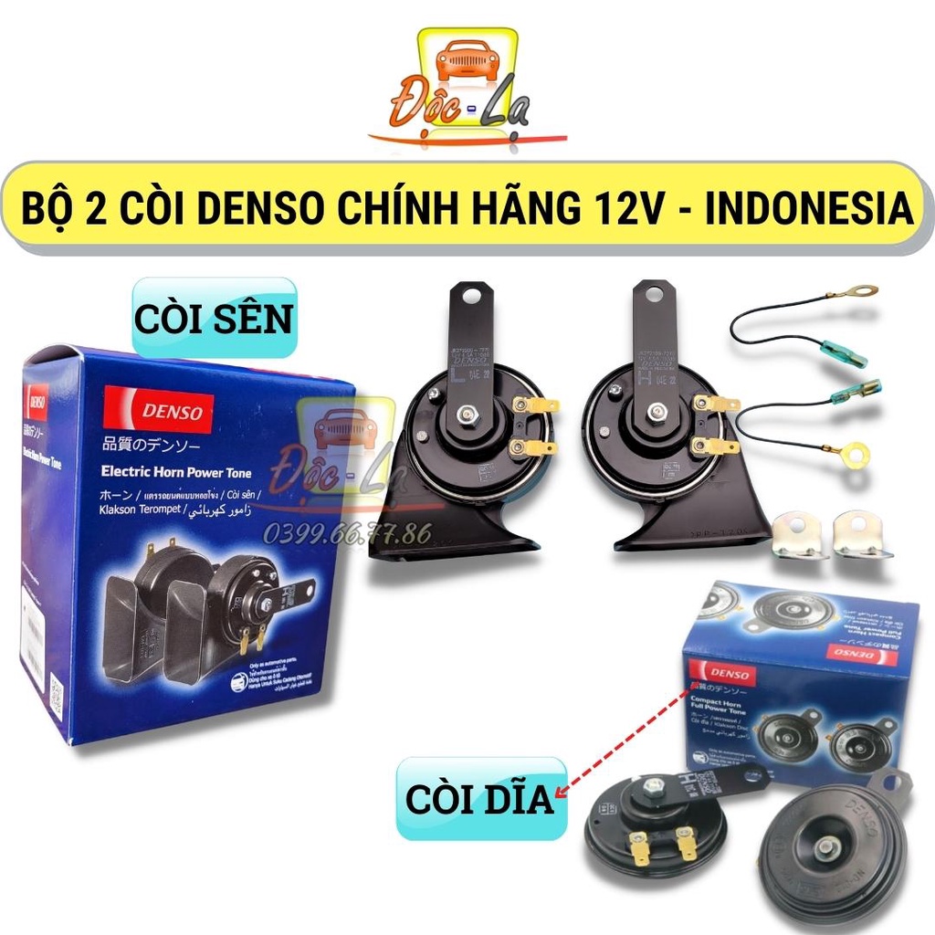 Còi Denso made in Indonesia 12V- Giắc bát đầy đủ- Lắp được hầu hết các xe ô tô từ 4 chỗ đến 16 chỗ