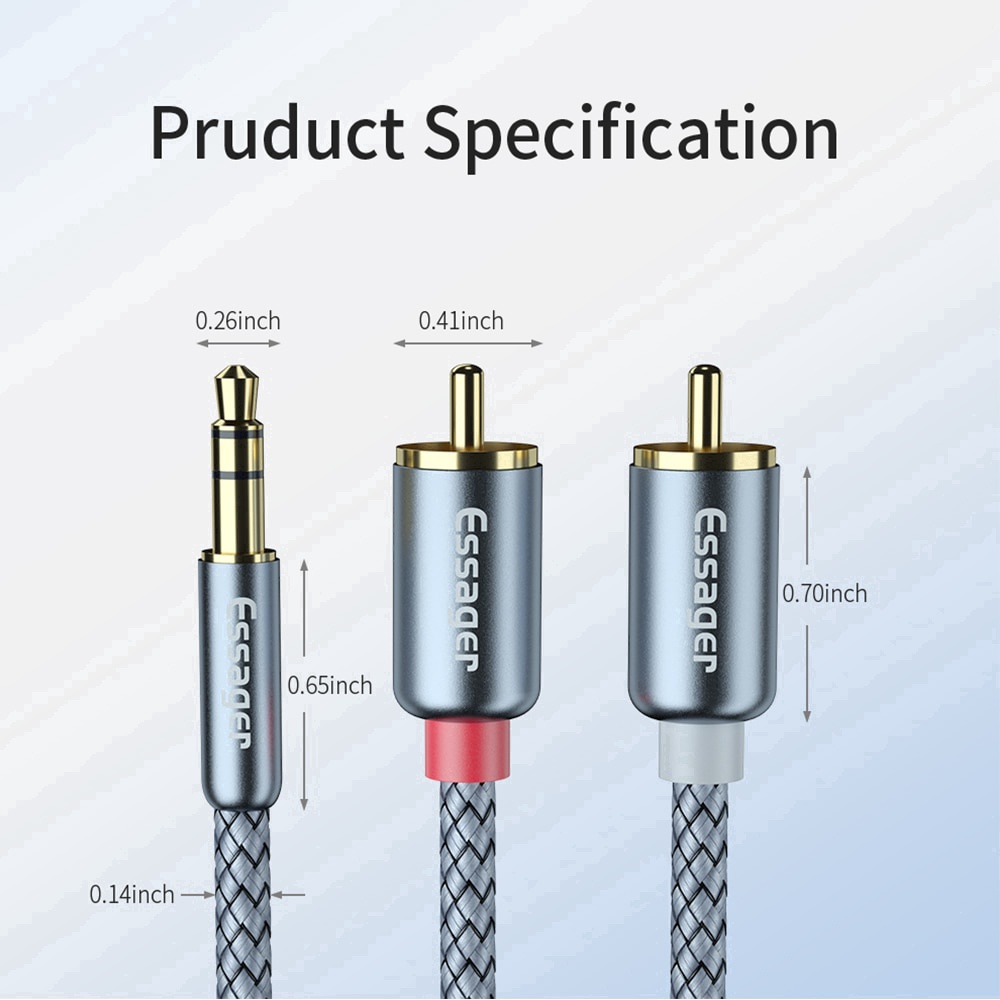 Dây cáp âm thanh chia cổng ESSAGER 3.5mm sang 2 RCA dành cho máy tính bàn TV DVD