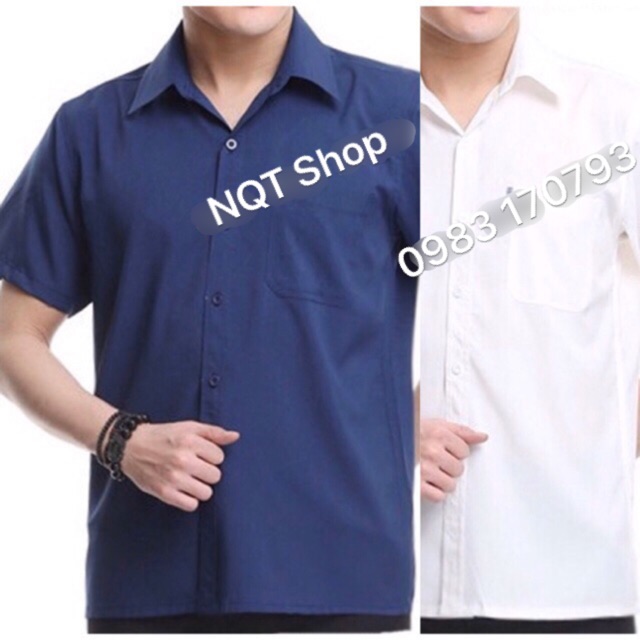 Áo Sơ Mi Cộc Tay Nam Trung Niên Một Màu (Inbox Để Chọn Màu)