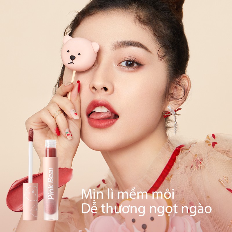 Son kem Pink Bear màu nhung lì lâu trôi bền màu gồm 8 màu tùy chọn 2.5g | BigBuy360 - bigbuy360.vn