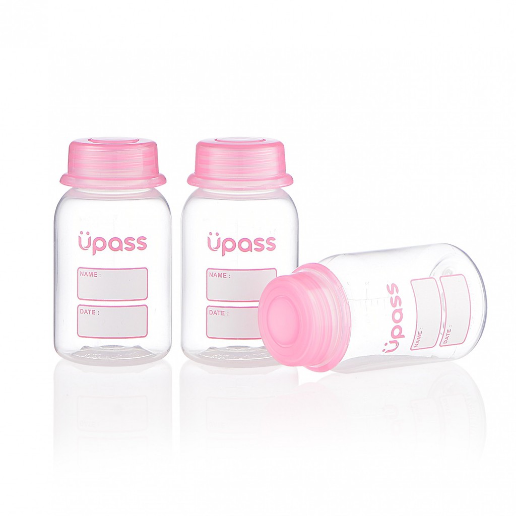 Bộ 3 bình trữ sữa Upass cổ hẹp 125ml UP0101W (không hộp)