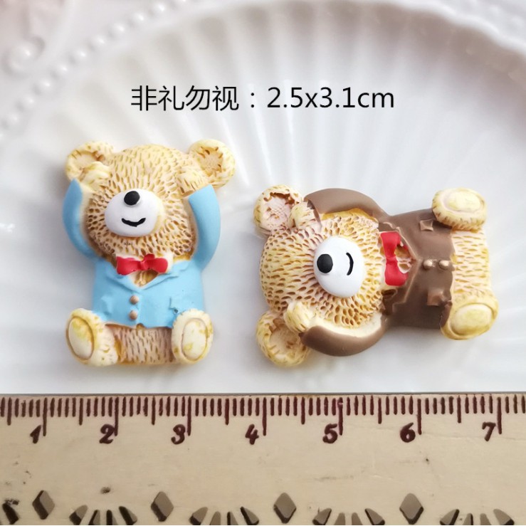 Charm gấu Teddy  Không Nói, Không Nhìn trang trí ốp điện thoại, dán tủ lạnh, DIY