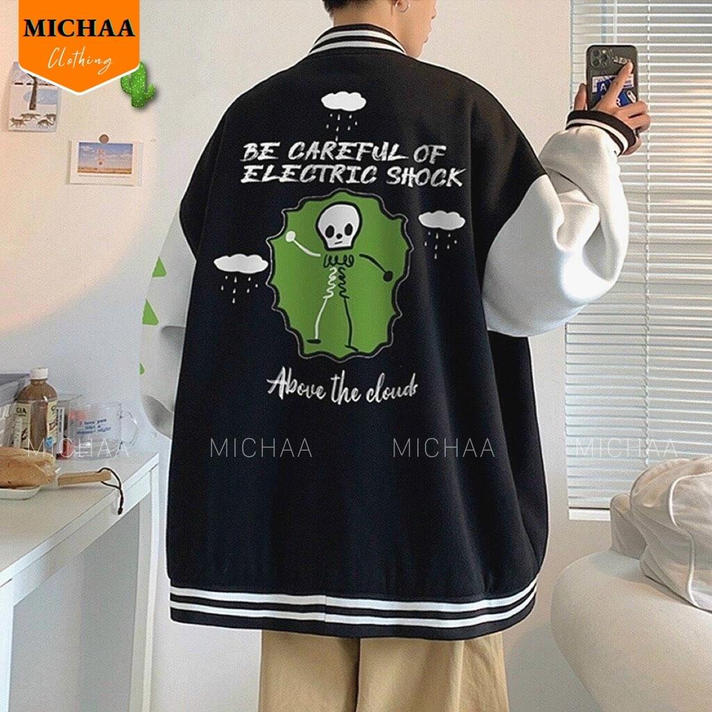 Áo Khoác Nỉ BE CAREFUL Nữ Form Bomber Ngắn Vải Nỉ Hình In Đẹp - MICHAA