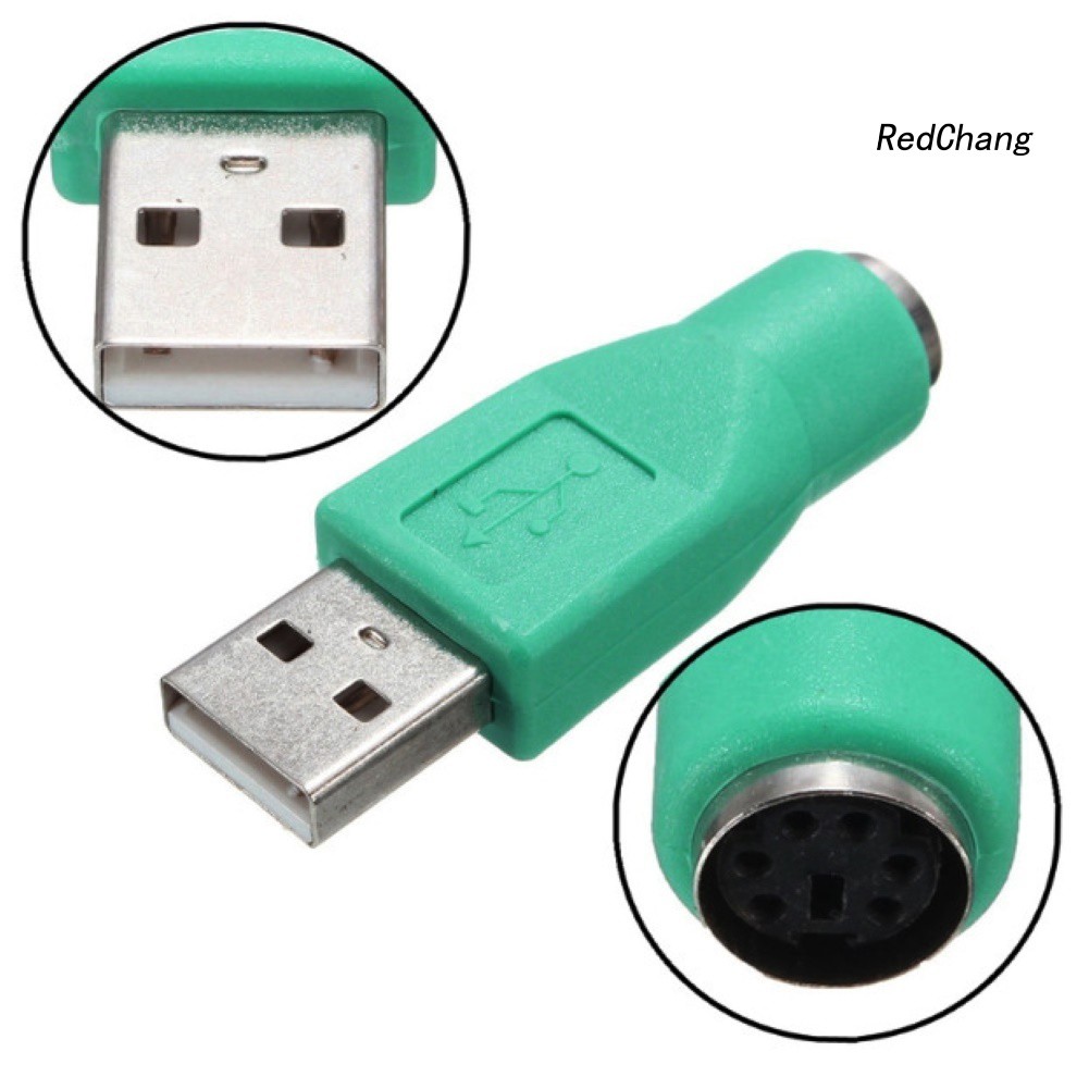 -SPQ- Cool Green USB Male to PS2 Female Convertor Adapter for Keyboard Mouse