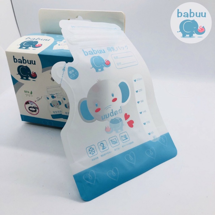  Túi trữ sữa 250ml cao cấp có vòi rót Babuu Nhật BB04 Homedy Kids ( Hộp 50 chiếc)