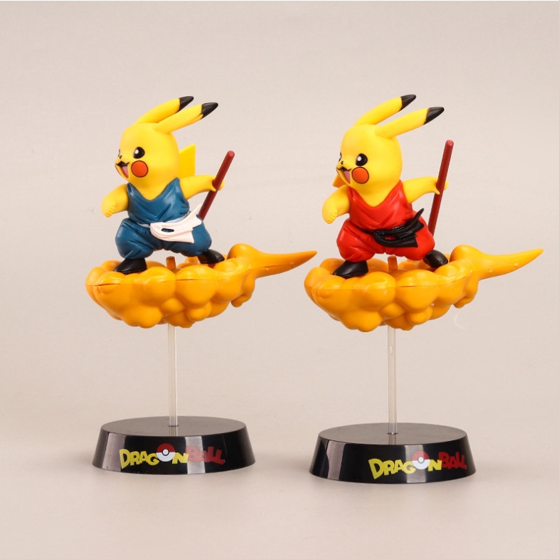 (Có sẵn 19cm) Mô hình Pikachu cosplay SonGoku cưỡi mây