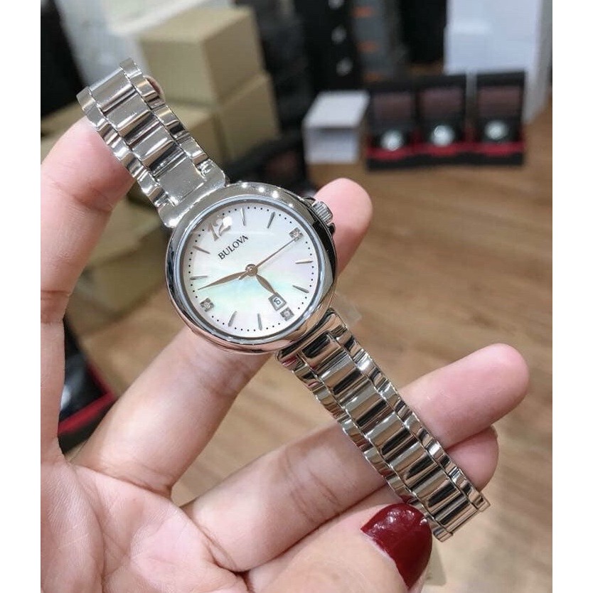 Đồng Hồ Bulova 96P149 Diamonds Nữ Kính Sapphire Dây Kim Loại