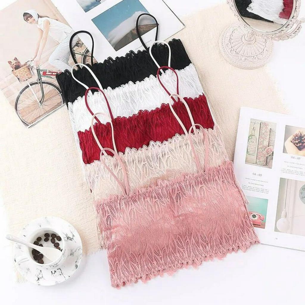 Áo bra ren nữ - Áo ống ren bra nữ chiếc lá 2 dây co dãn mút mỏng thông khí sexy Kingshop B3371