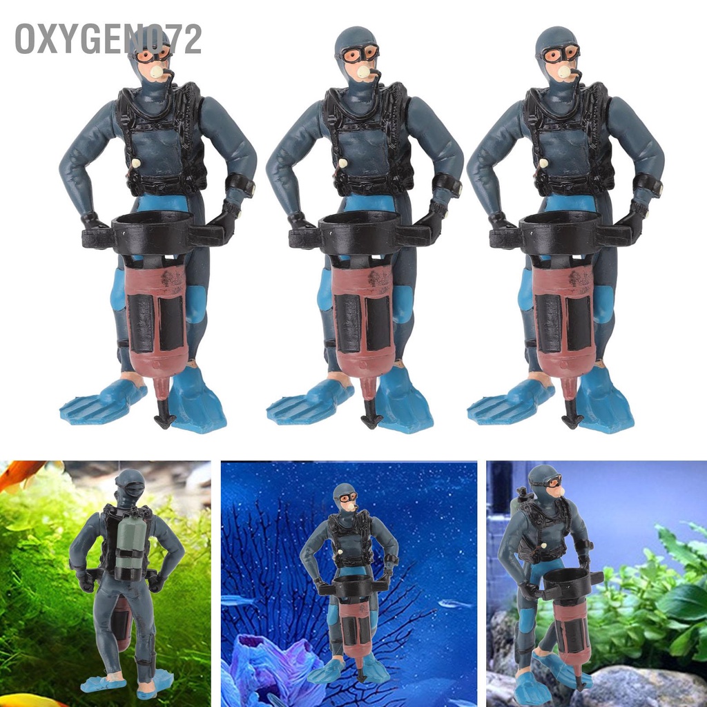 Oxygen072 Thợ lặn Trang trí Hồ cá Nổi Dễ thương Cảnh quan Nhựa Làm Đồ trang Bể Cá cho Nước ngọt mặn 3 cái
