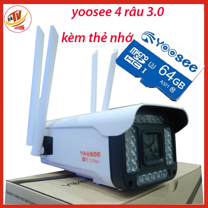 [kèm thẻ 32gb 64gb]Camera Yoosee w26s full hd 3.0 4 râu siêu nét 14 đèn hồng ngoại 18 đèn led