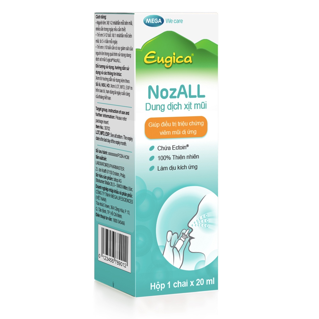Dung dịch xịt mũi Eugica Nozall (Mega Wecare) - Chai 20ml