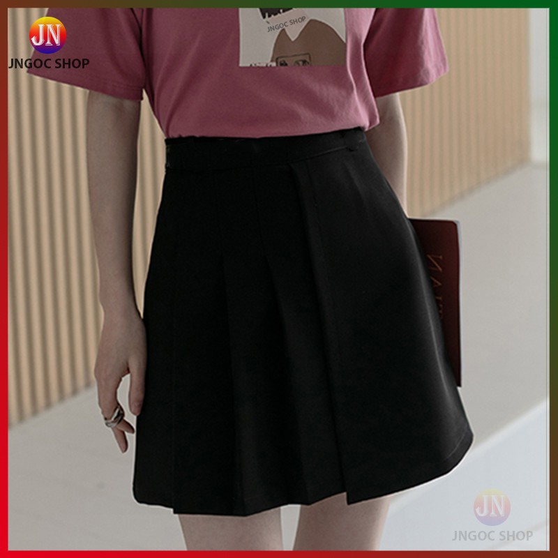 Chân váy chữ A ngắn xếp ly lưng cao, Chân váy ngắn xếp li công sở cạp cao có quần trong chống lộ | BigBuy360 - bigbuy360.vn