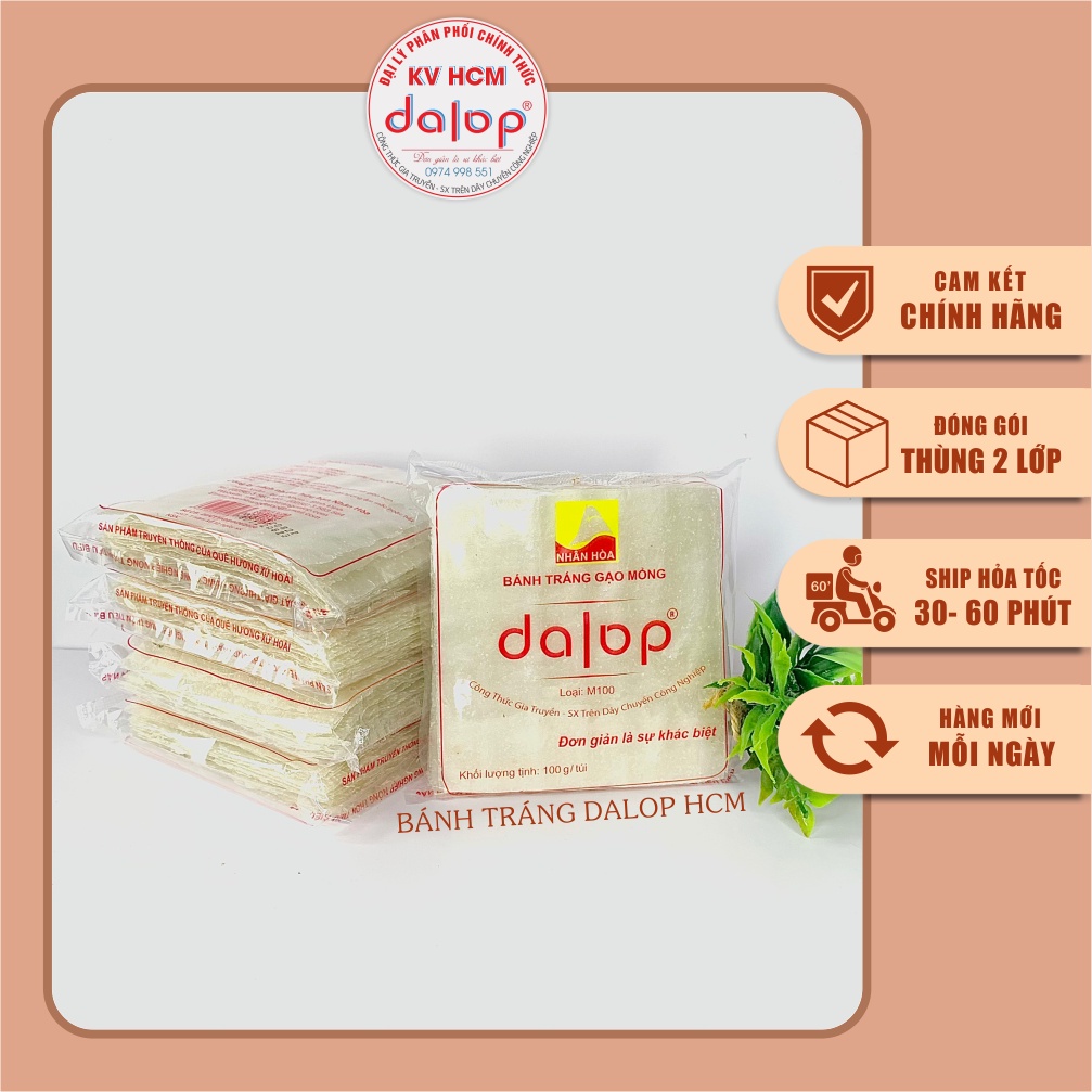 Bánh tráng gạo cuốn chả ram  Dalop - Chính gốc cty Nhân Hòa - Bình Định
