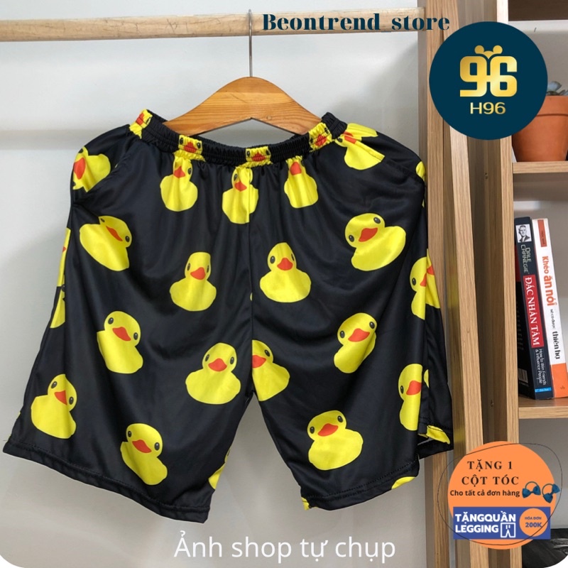 Quần short cartoon unisex ❤️ Quần VỊT ĐEN mặc nhà nam nữ Freesize
