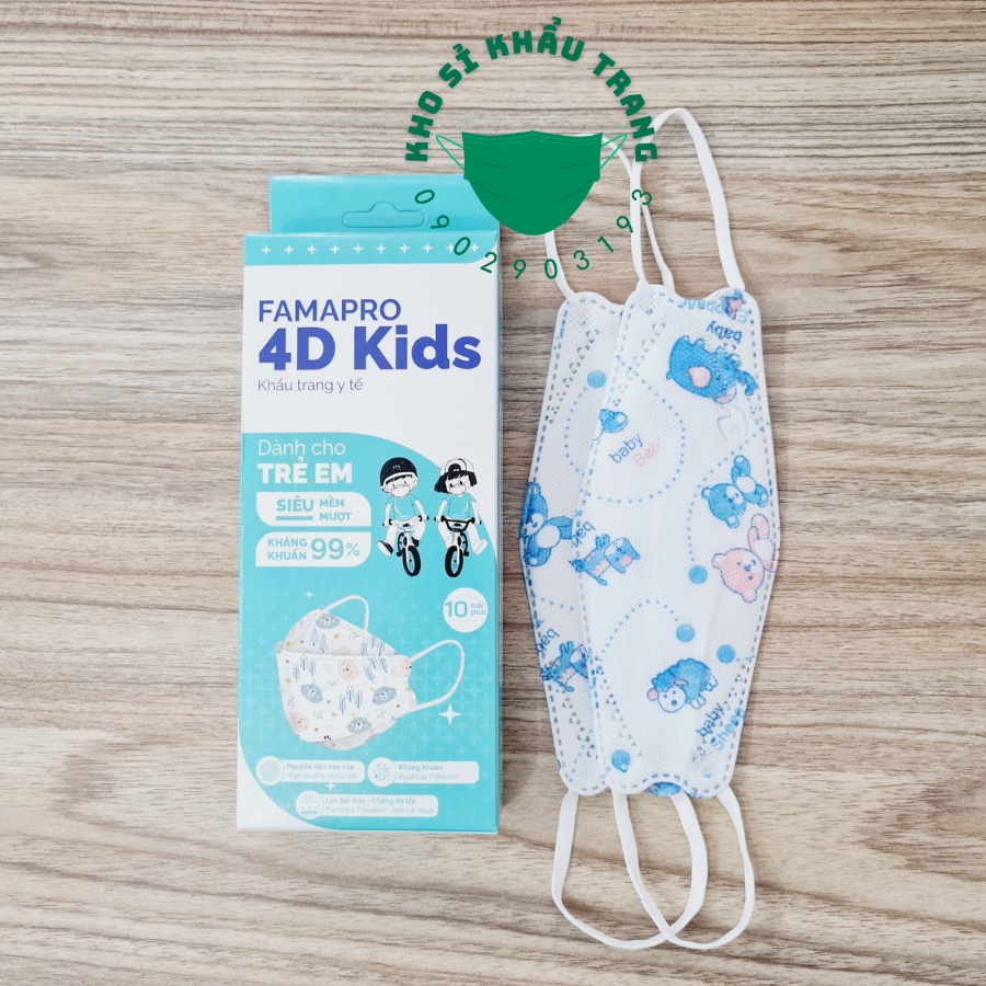 [Giá Sỉ] Khẩu trang 4D kid Famapro hộp 10 cái siêu dễ thương