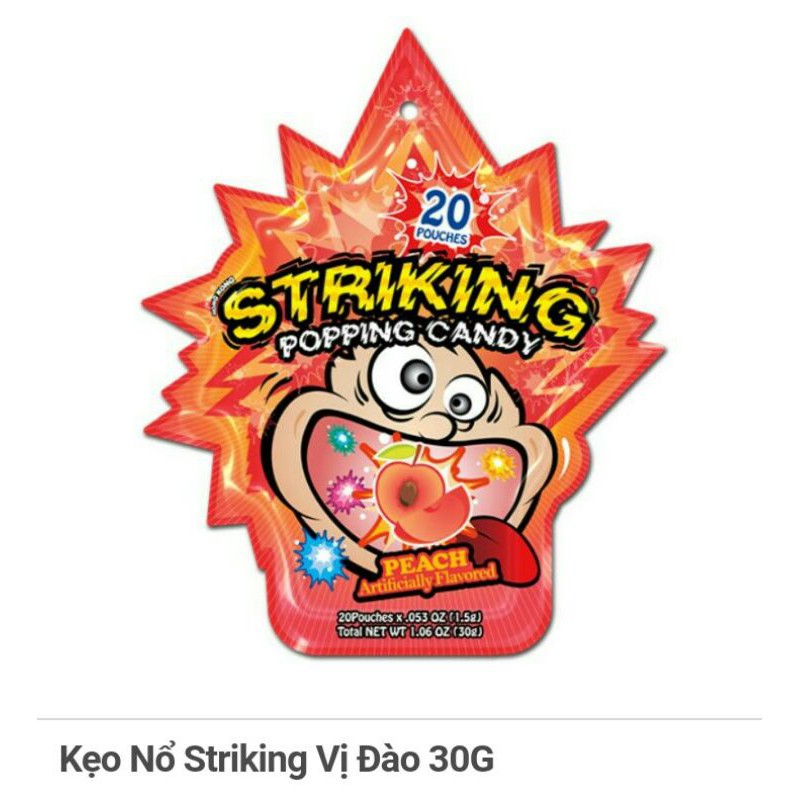 Kẹo Nổ Striking Hương Táo/ đào/ cola/ việt quất/ dưa gang 30G