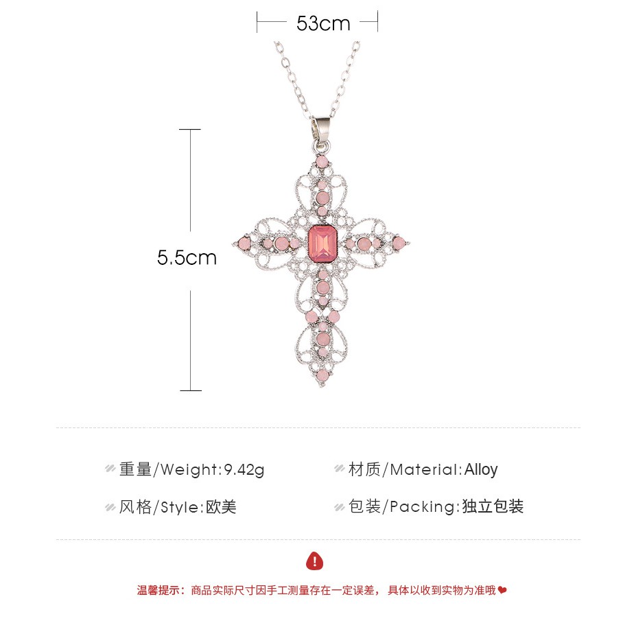 Bohemian Style Cross Face Alloy Stone Necklace