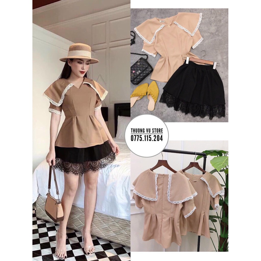 Set áo + váy kate. Có 1 màu. KÈm hình chụp thật 100%. Size dưới 54kg vừa. Đơn giản mà đẹp nha mấy chế