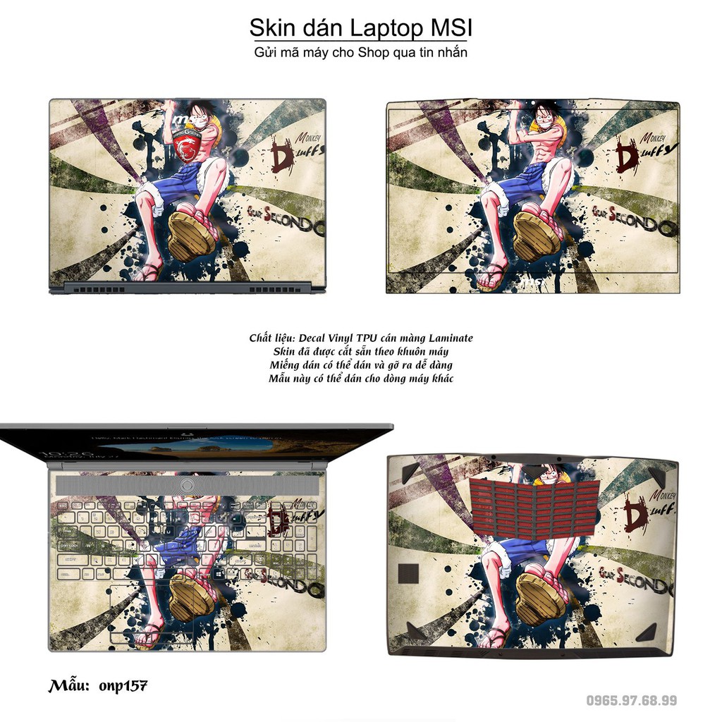 Skin dán Laptop MSI in hình One Piece _nhiều mẫu 20 (inbox mã máy cho Shop)