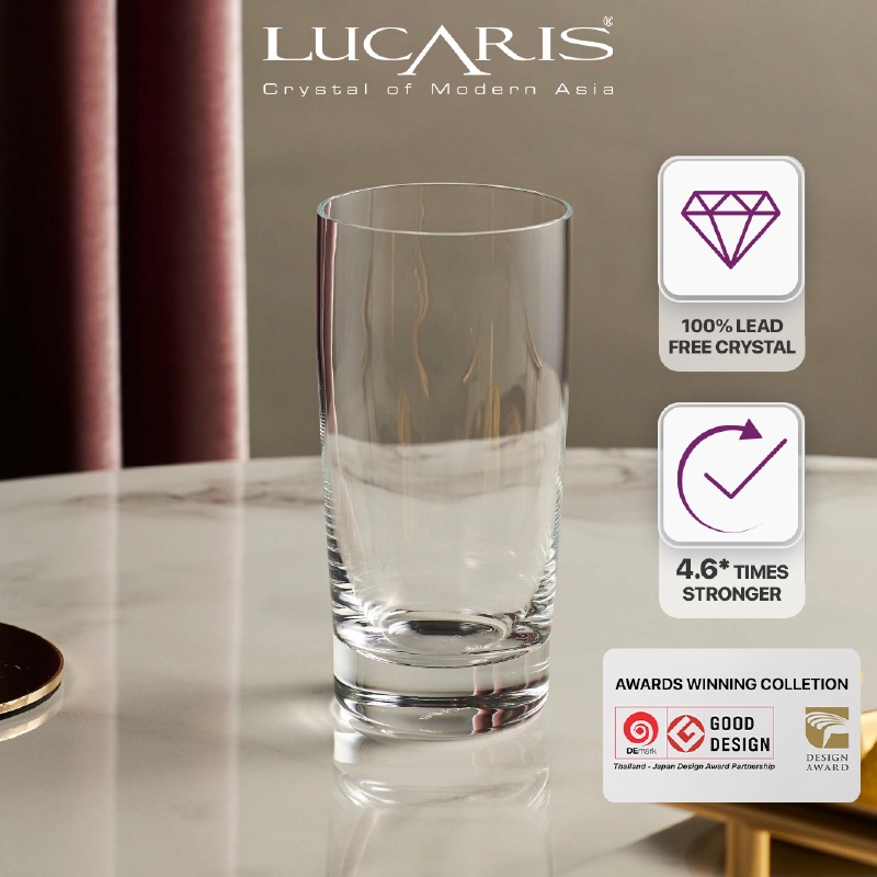 Bộ 6 Cốc Pha Lê Không Chì Cao Cấp Lucaris High Ball 345ml Nhập Khẩu Chính Hãng Thiết Kế Sang Trọng - RIMS T12HB12