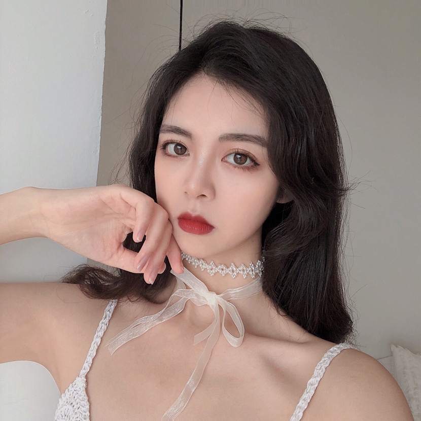 Dây Cột Tóc Ruy Băng Dài Đính Hạt Ngọc Trai Xinh Xắn