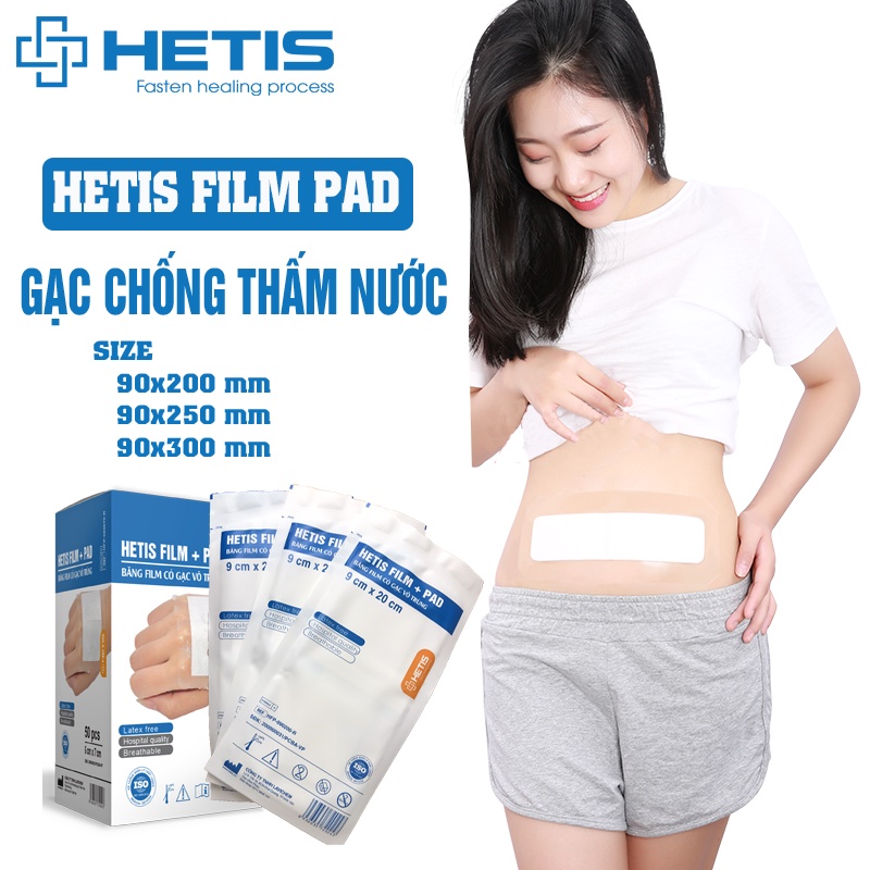 Miếng Dán Chống Thấm Nước HETIS FILM PAD Giúp Bảo Vệ Vết Thương Khỏi Sự Xâm Nhập Của Vi Khuẩn 100x100mm