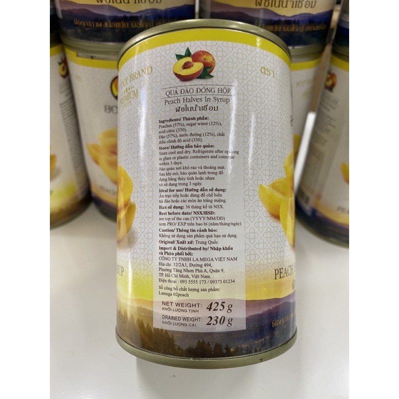 Đào ngâm Thái Lan lon 425gr/ 820gr