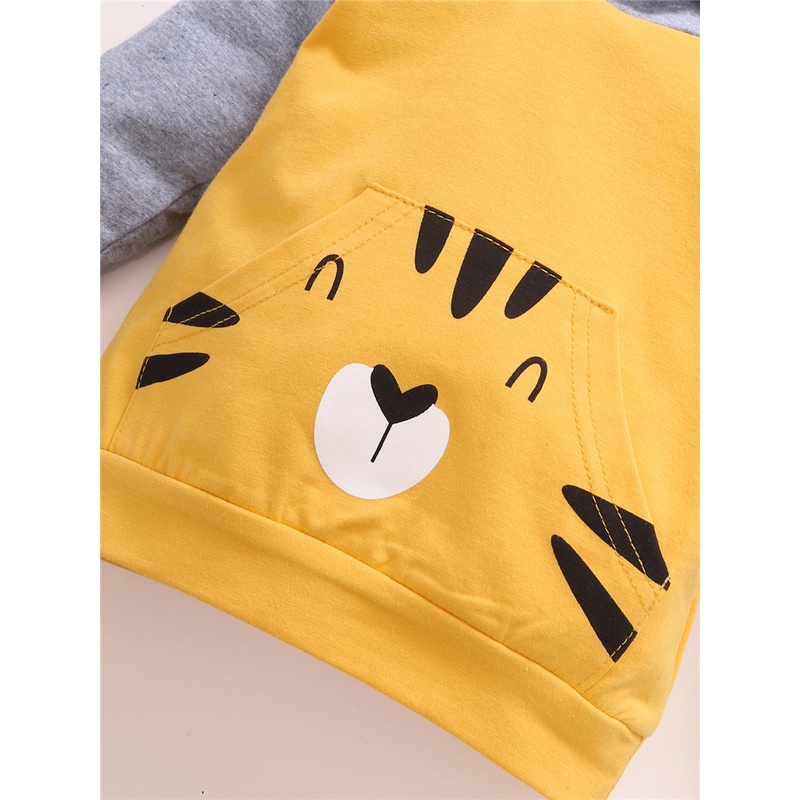 Bộ trang phục 2 món Mikrdoo dành cho trẻ sơ sinh gồm áo hoodie tay dài có nón + quần vải cotton thời trang mùa thu